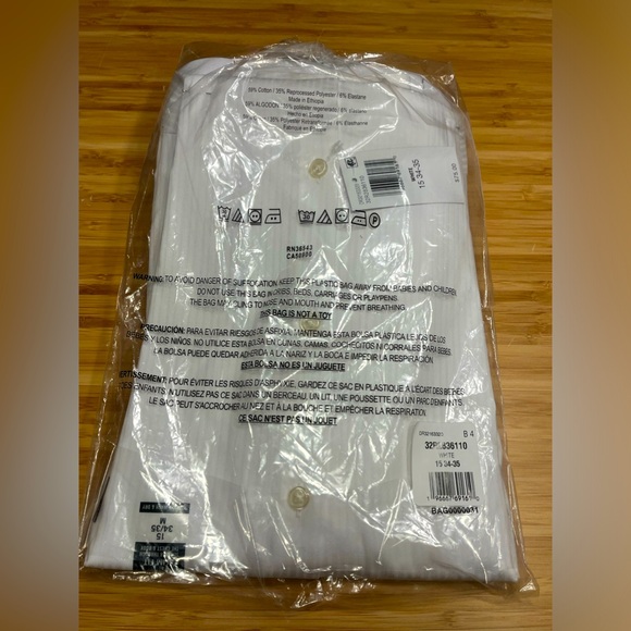 NWT Kenneth Cole Men’s Slim Fit Wicking Stretch-Flex Dress Shirt 15 34/35 White - Picture 6 of 8